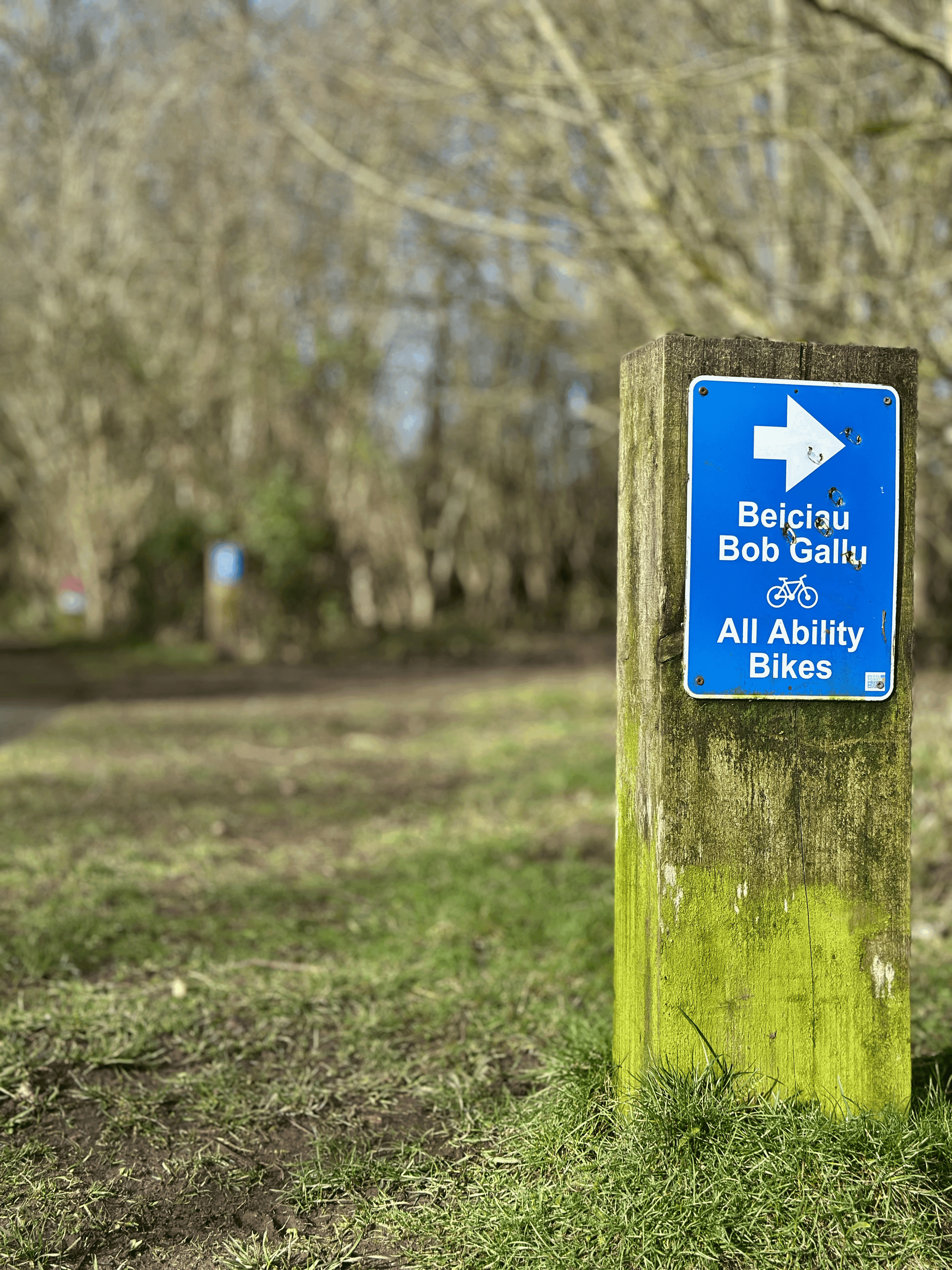 Grassy area and park signage